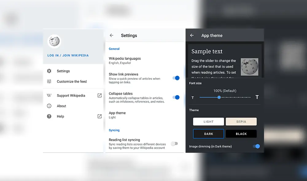 Cómo habilitar el modo oscuro en la app de Wikipedia. Cómo habilitar el modo oscuro en la app de Wikipedia.