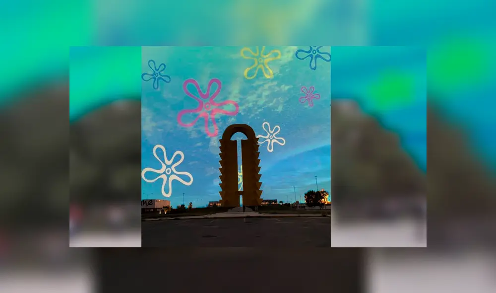 Usuarios de Facebook y Twitter han empezado a difundir varias fotos de lugares emblemáticos con el famoso Fondo de Bikini, de Bob Esponja