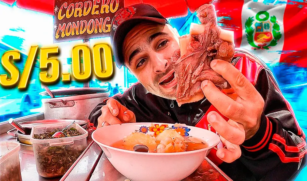 El joven extranjero comentó que ya había probado los caldos tradicionales de Perú en restaurantes, pero nunca en carretilla. Foto: Kevin GG/YouTube El joven extranjero comentó que ya había probado los caldos tradicionales de Perú en restaurantes, pero nunca en carretilla. Foto: Kevin GG/YouTube