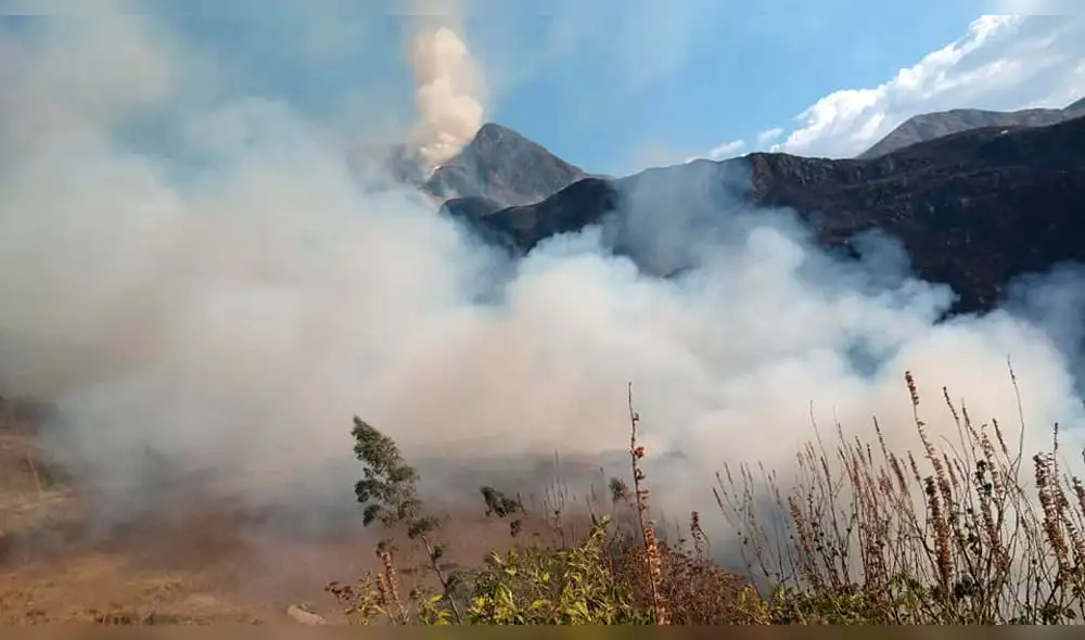 Incendio forestal en Cajabamba