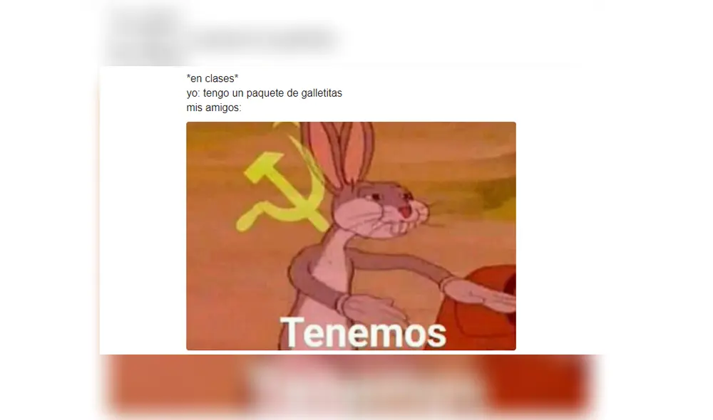 Este curioso meme que tiene como protagonista a Bugs Bunny se ha vuelto viral en las redes. Foto: Facebook.