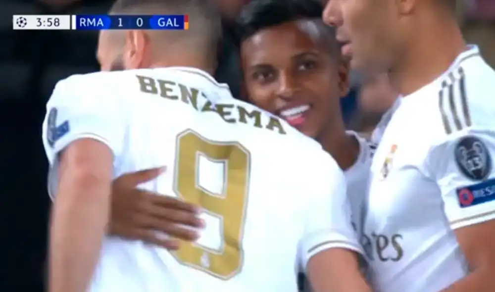 Rodrygo marcó un doblete en el Real Madrid vs. Galatasaray por la Champions League 2019-2020. | Foto: Fox Sports Rodrygo marcó un doblete en el Real Madrid vs. Galatasaray por la Champions League 2019-2020. | Foto: Fox Sports