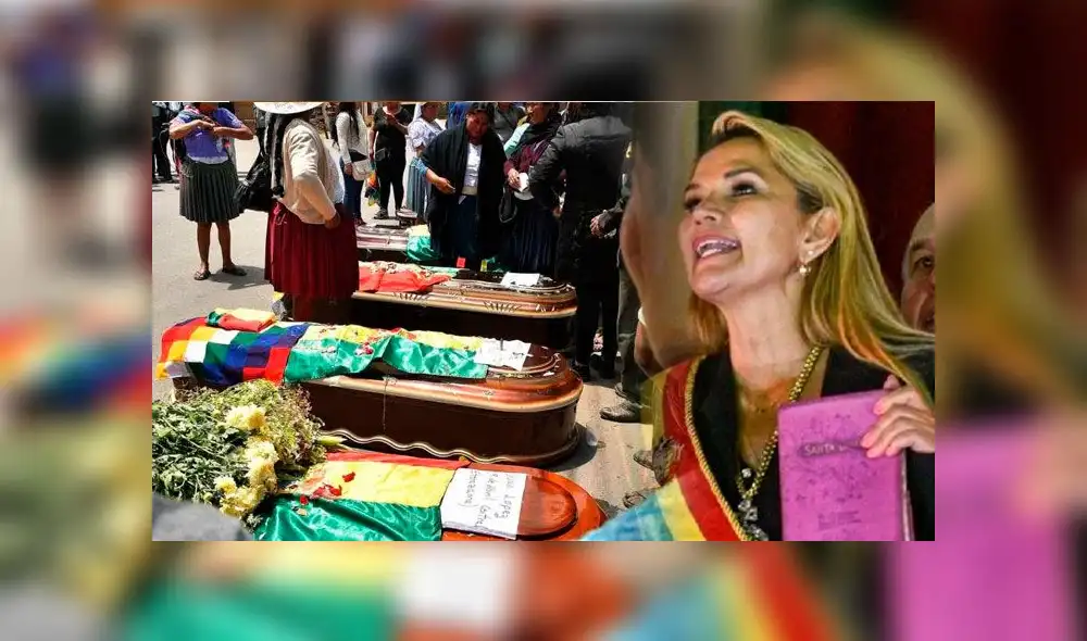 Jeanine Añez anunció que los deudos de los fallecidos durante las protestas recibirán aproximadamente 7 mil dólares. Foto: Composición