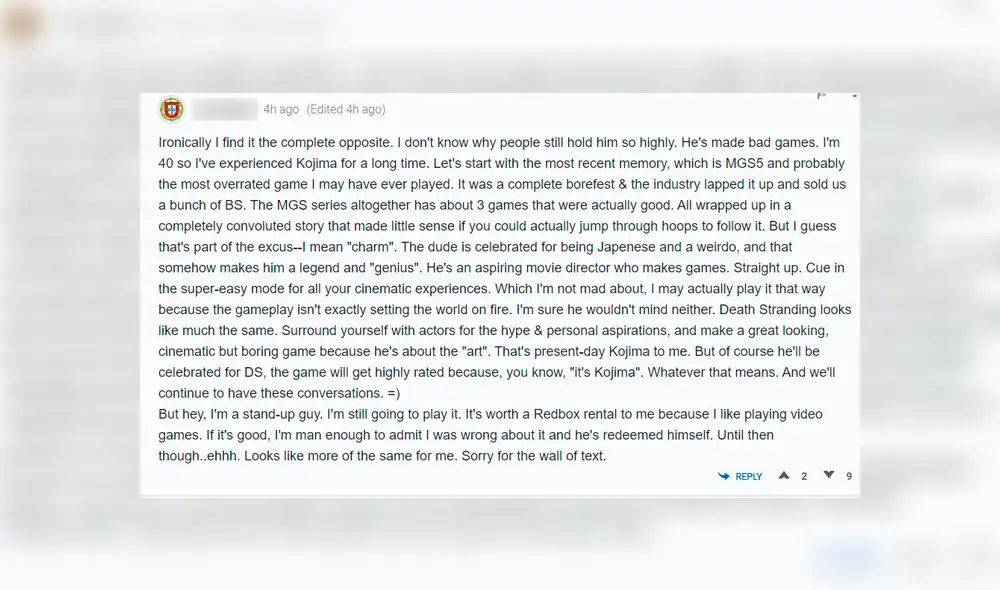 Death Stranding genera críticas. Death Stranding genera críticas.
