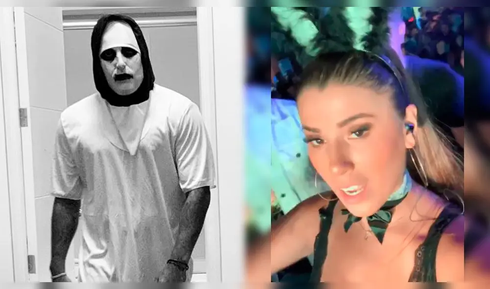 La salsera y el futbolista disfrutaron la noche de Halloween con peculaires disfraces. Fotos: Instagram.