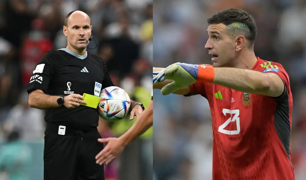 Antonio Mateu Lahoz sacó 16 tarjetas amarillas durante el Argentina vs. Países Bajos. Foto: Composición LR/AFP