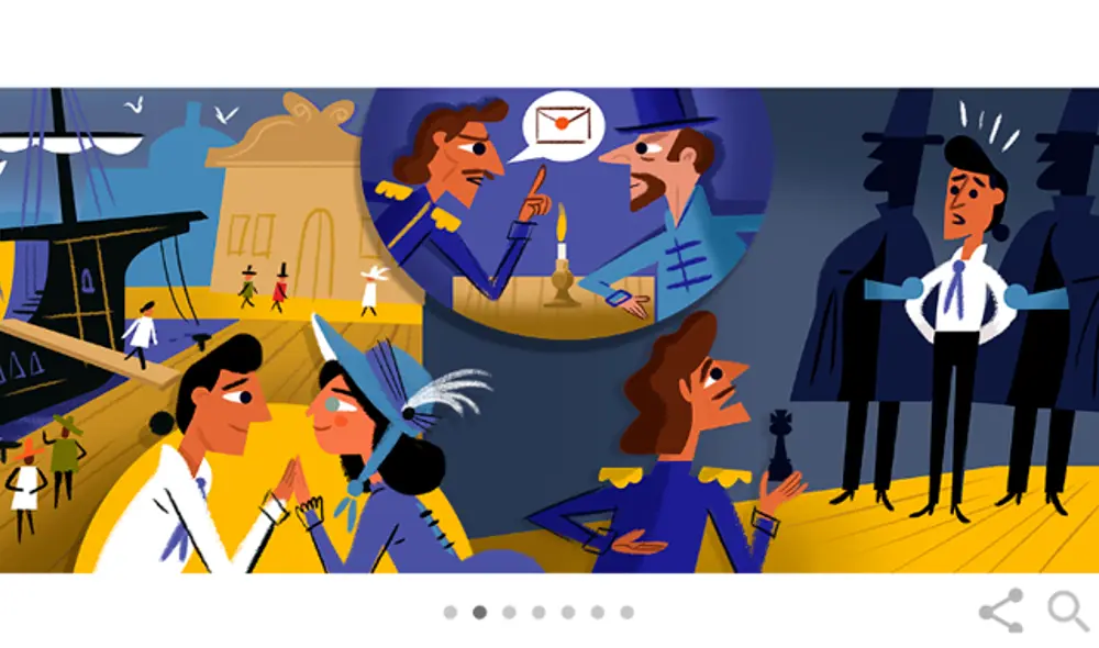 Doodle en honor a El conde del Montecristo. Captura: Google Doodle en honor a El conde del Montecristo. Captura: Google