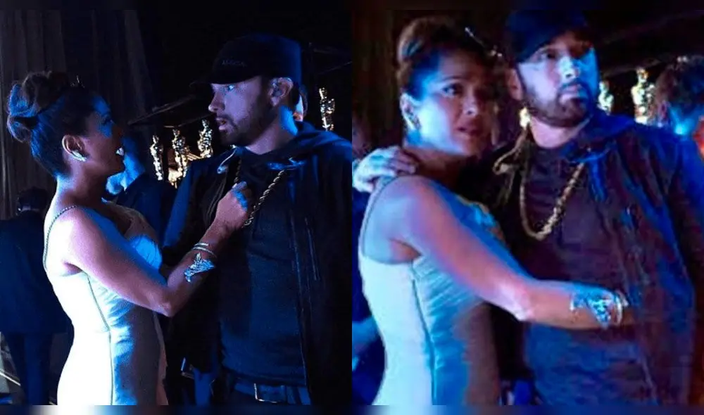El íntimo momento que protagonizaron Salma Hayek y Eminem en los Premios Oscar  