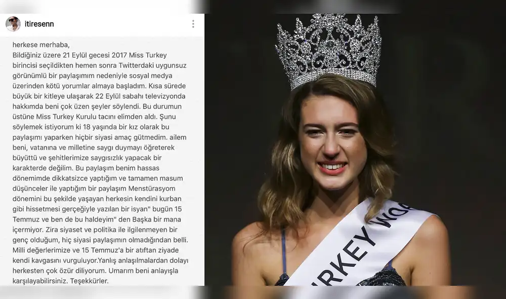 Miss Turquía pierde su corona por este polémico mensaje en Twitter