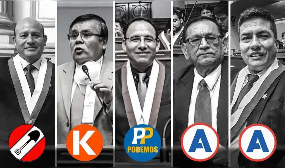 Congresistas Walter Rivera (AP), Pichilingue (FP), Johan Flores (Podemos Perú), Napoleón Puño (APP) y Moisés González (APP).