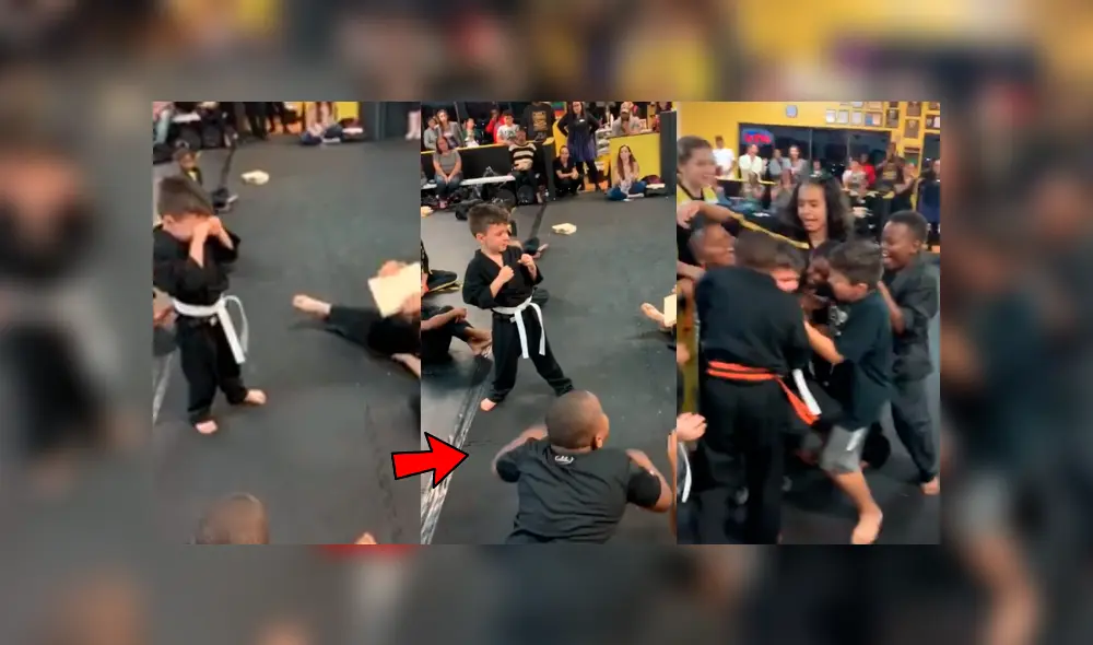 Facebook: niño karateka no pudo superar prueba, sus amigos lo alientan y sucede esto [VIDEO]