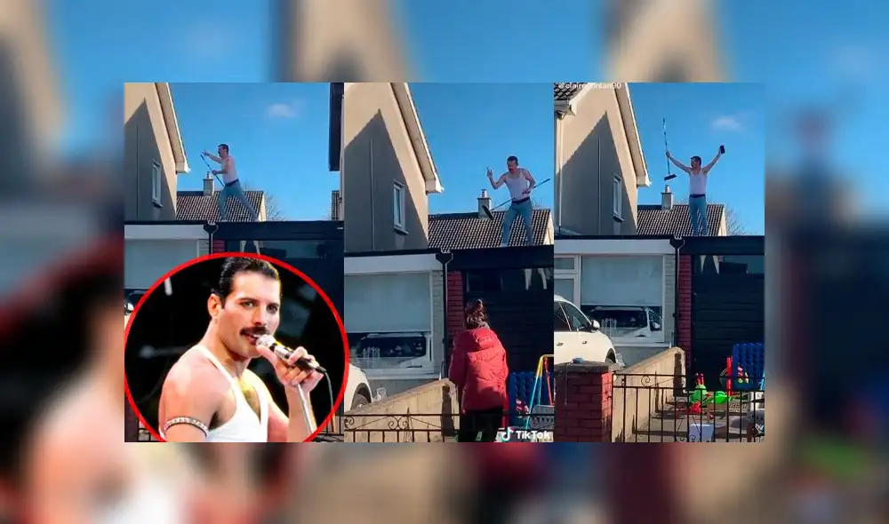 Desliza las imágenes para ver la peculiar escena que protagonizó este joven vestido como Freddie Mercury. Foto: Claire Conlan/TikTok