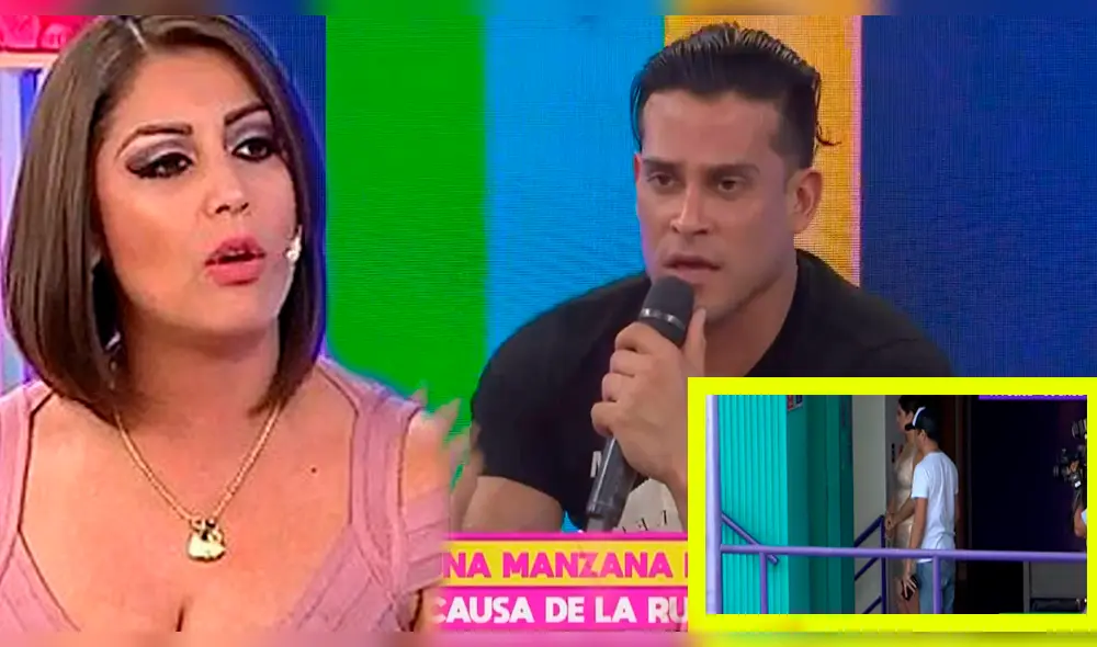 Karla Tarazona se retira del set ante la presencia de Christian Domínguez