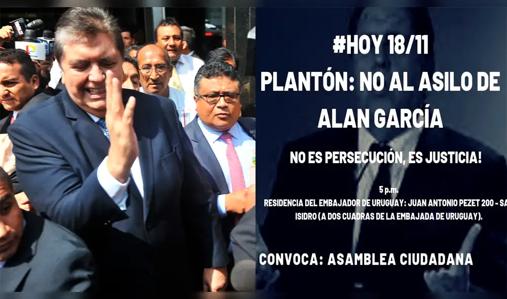 Alan García: Convocan a plantón en la casa del embajador de Uruguay para evitar asilo Alan García: Convocan a plantón en la casa del embajador de Uruguay para evitar asilo