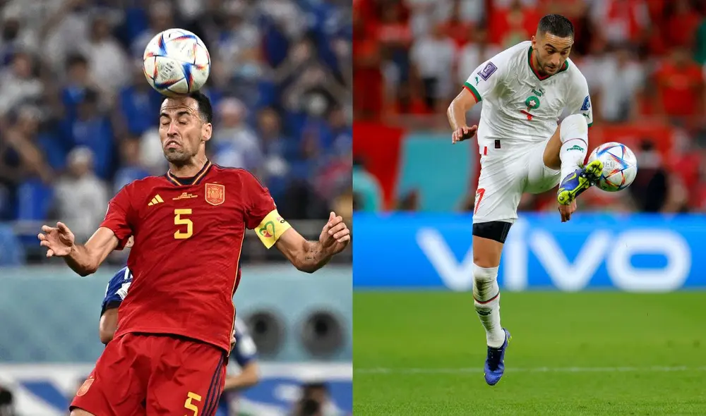 Busquets y Ziyech son jugadores destacados en sus respectivas selecciones. Foto: Composición LR/AFP
