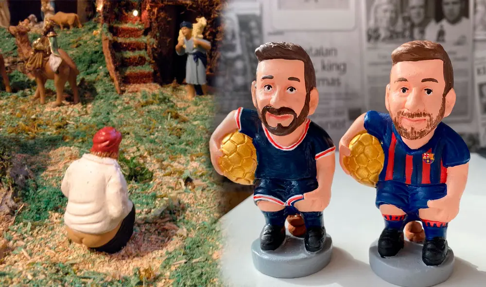 Los caganers pueden representar a campesinos, pero también a celebridades como Lionel Messi. Foto: composición LR / Blog de José Ma Serrano / Caganer.com