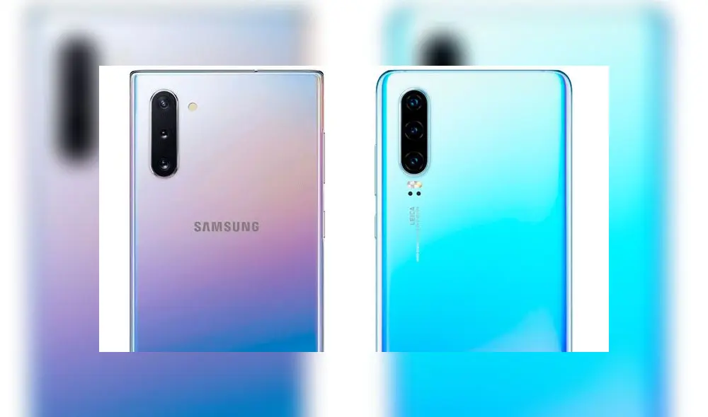 Samsung Galaxy Note 10 y Huawei P30. Samsung Galaxy Note 10 y Huawei P30.