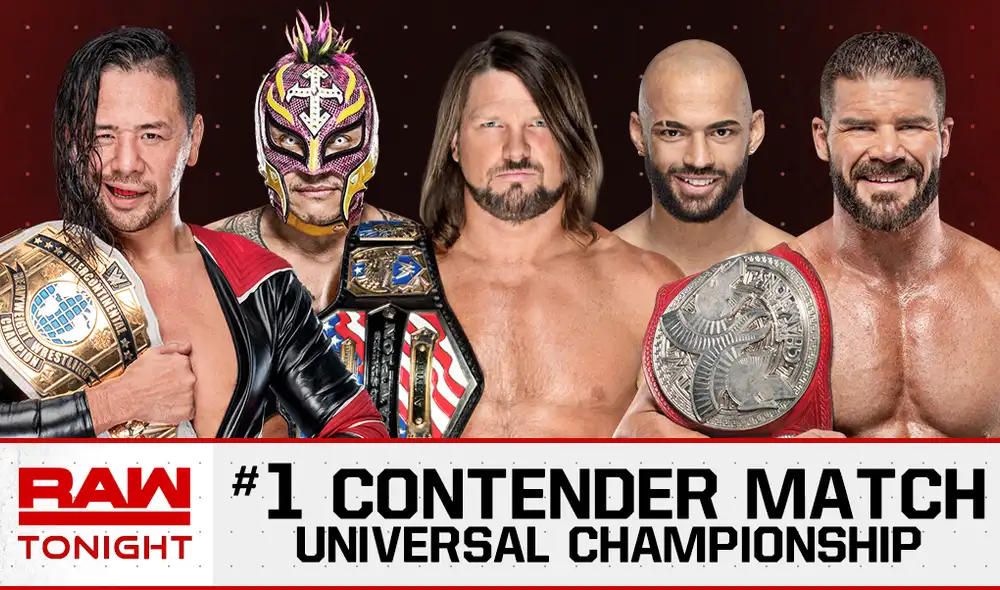WWE Monday Night Raw EN VIVO: este lunes 23 de septiembre se definirá al próximo rival de Seth Rollins por el Campeonato Universal en una batalla Fatal 5-Way Match. WWE Monday Night Raw EN VIVO: este lunes 23 de septiembre se definirá al próximo rival de Seth Rollins por el Campeonato Universal en una batalla Fatal 5-Way Match.