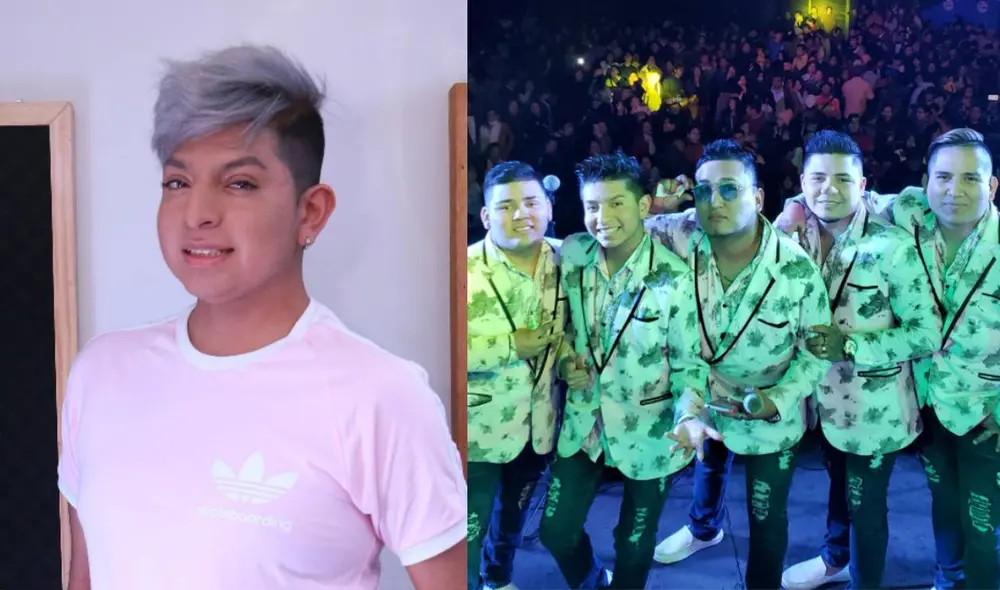 Bryan Arámbulo junto a los demás integrantes de la orquesta Los claveles de la cumbia.