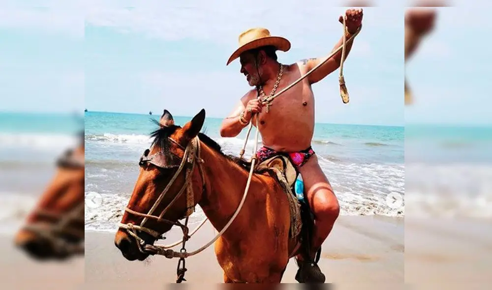 Andrés Hurtado sorprende al aparecer cabalgando en sunga Andrés Hurtado sorprende al aparecer cabalgando en sunga