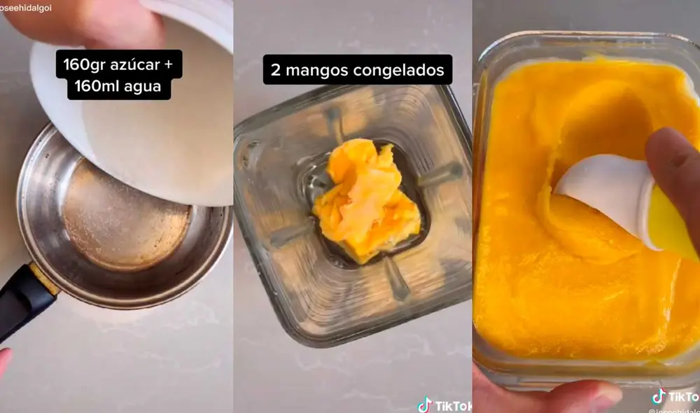 Desliza las imágenes para ver la preparación de este exquisito postre hecho a base de mango. Foto: captura de TikTok/@joseehidalgoi
