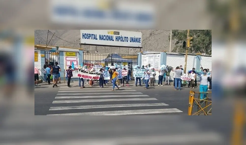 Hospital Hipólito Unánue: personal de salud reclama EPP | Créditos: difusión Hospital Hipólito Unánue: personal de salud reclama EPP | Créditos: difusión