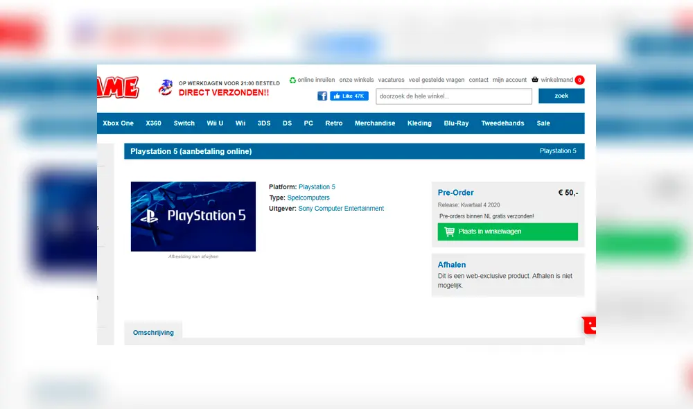 PS5 en Ned Game (enlace en la nota).