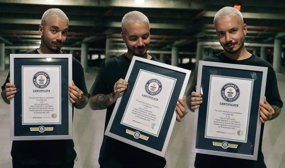 J Balvin consigue Record Guinness por sus nominaciones al Grammy Latino