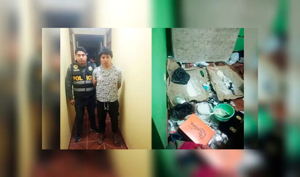Policía intervino habitación dónde el joven elabora la droga para luego venderla Policía intervino habitación dónde el joven elabora la droga para luego venderla