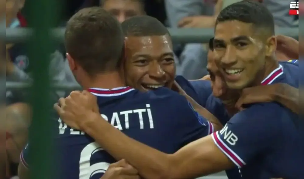 El francés anotó el primero del PSG en el partido que podría marca el debut de Lionel Messi. Foto: captura ESPN