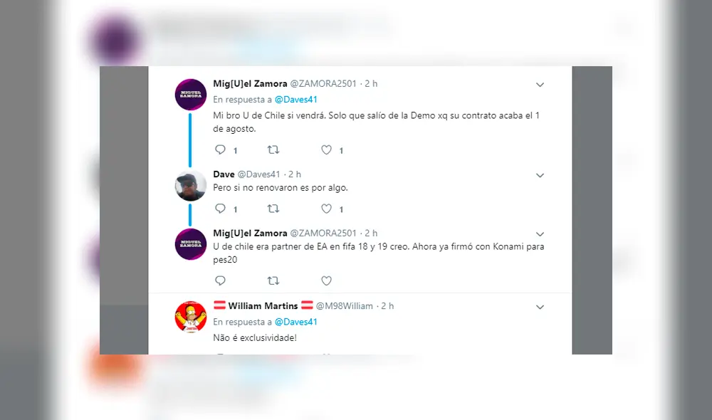 Universitario de Deportes llegaría a la demo gratuita de PES 2020 en reemplazo de la Universidad de Chile. Club chileno habría firmado exclusividad con FIFA 20. Universitario de Deportes llegaría a la demo gratuita de PES 2020 en reemplazo de la Universidad de Chile. Club chileno habría firmado exclusividad con FIFA 20.