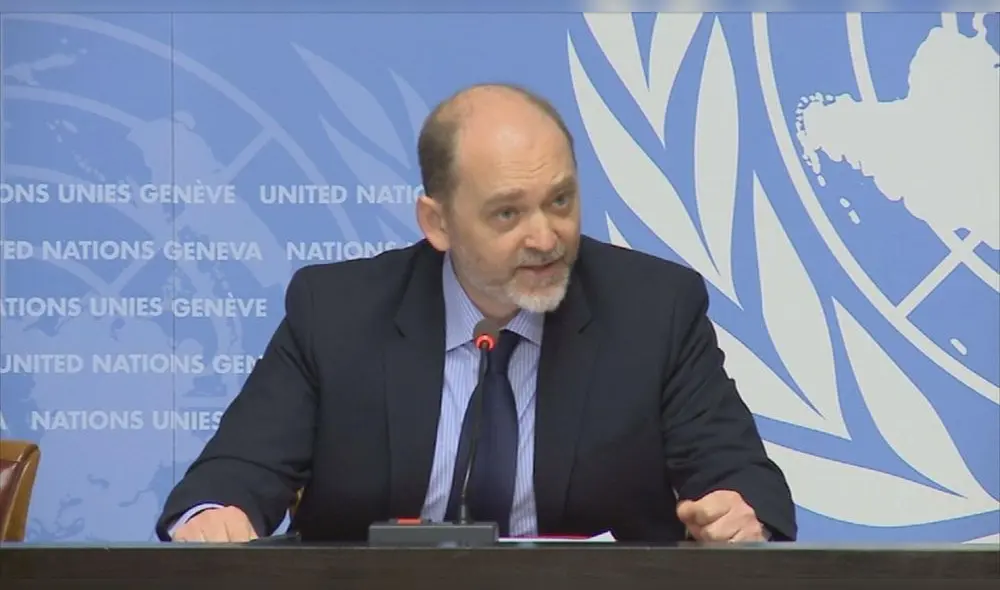 Andrej Mahecic, de la ONU, ofreció una conferencia de prensa para analizar la situación de los migrantes centroamericanos. (Foto: Tw News)