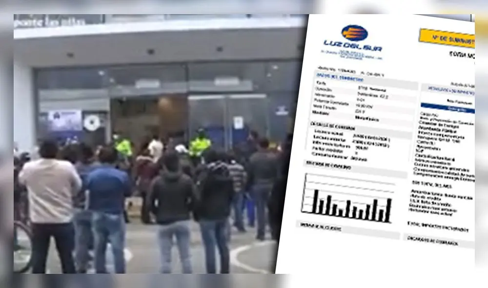 Largas colas para presentar reclamos en Luz del Sur |Créditos: composición / captura América TV Largas colas para presentar reclamos en Luz del Sur |Créditos: composición / captura América TV