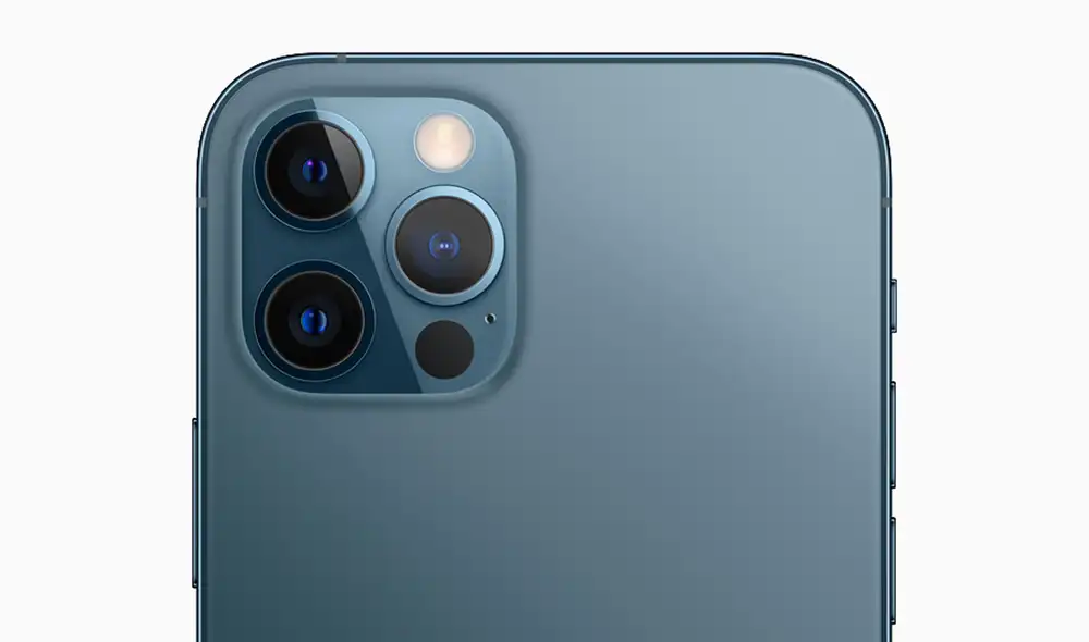 Sistema de triple cámara trasera con sensor LiDAR. Foto: Apple