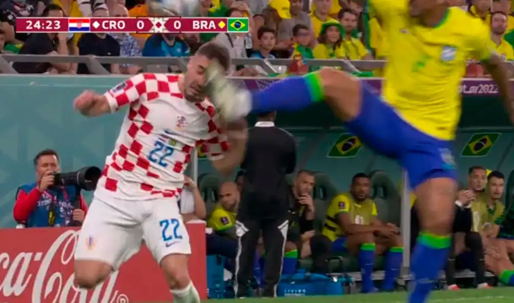 Danilo se convirtió en el primer amonestado del encuentro por una brutal patada. Foto: captura/DirecTV Sports