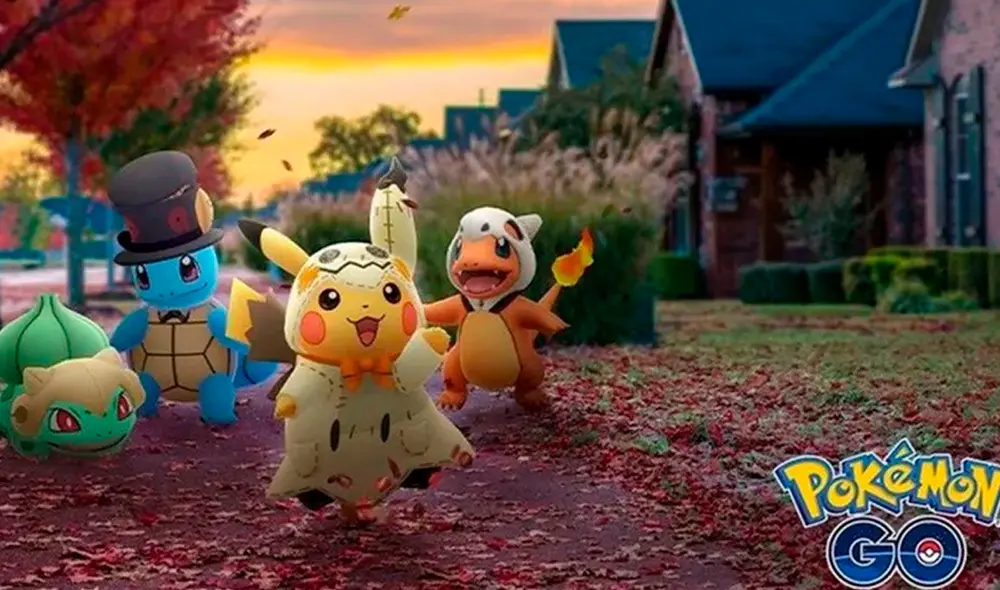 Bulbasaur, Charmander y Squirtle con disfraz aparecerán como recompensa al obtener tres victorias en la Copa Halloween. Foto: Pokémon GO
