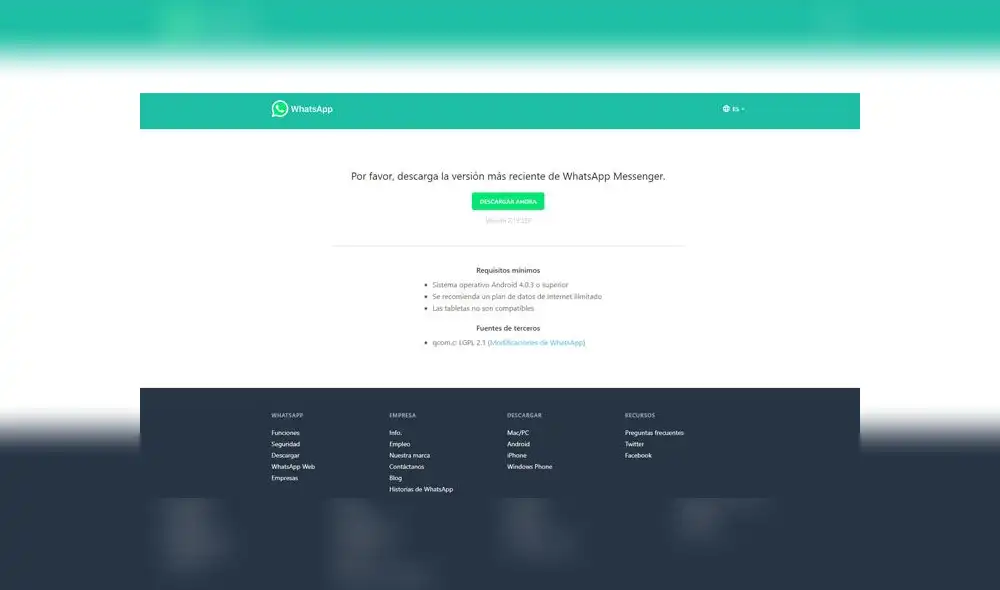 Comprobar si tienes la última versión de WhatsApp es fácil.
