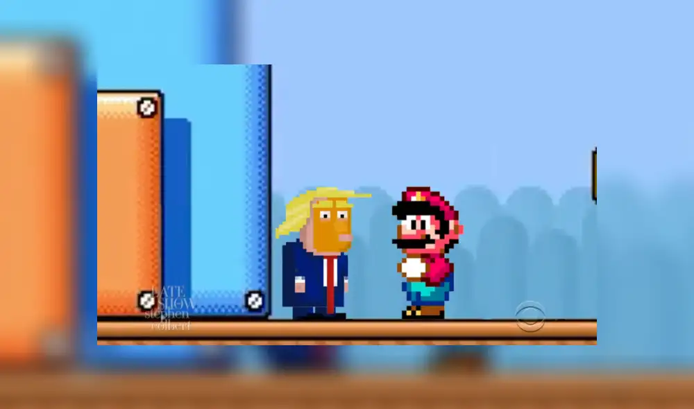 El cómico estadounidense Stephen Colbert presentó un video donde el mismo Mario Bros le envía un claro mensaje al presidente Donald Trump sobre los videojuegos. El cómico estadounidense Stephen Colbert presentó un video donde el mismo Mario Bros le envía un claro mensaje al presidente Donald Trump sobre los videojuegos.