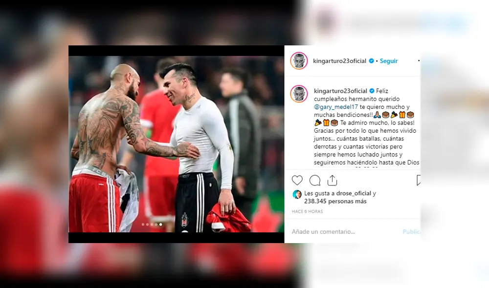 Arturo Vidal utilizó su cuenta de Instagram para dedicarle un emotivo saludo a Gary Medel por su cumpleaños.