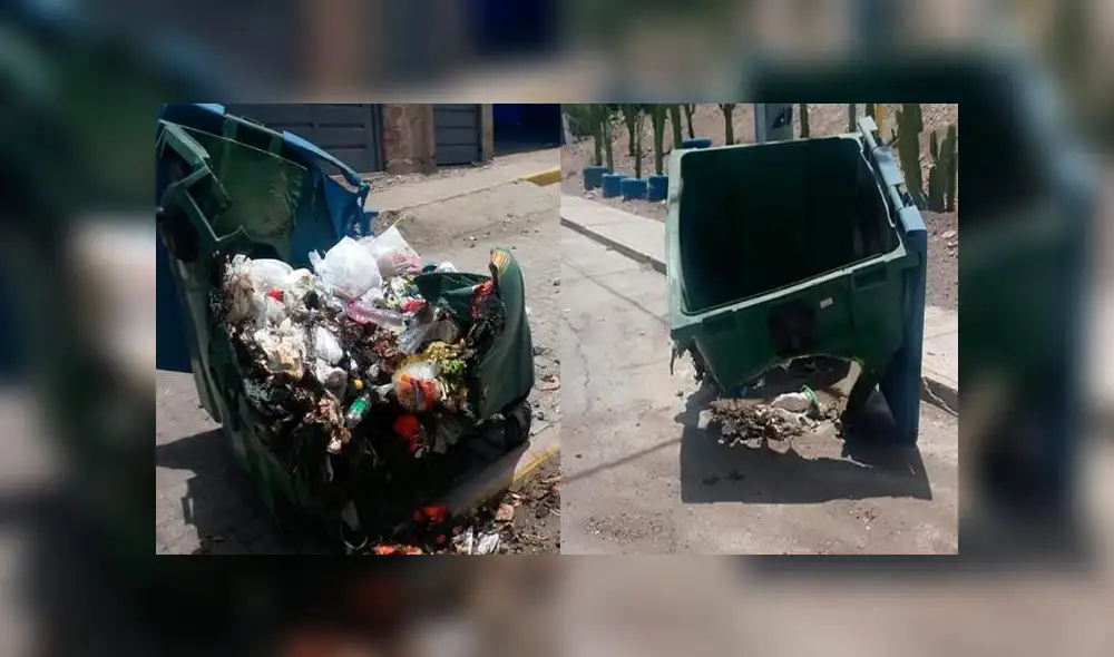 Sujetos destruyen e incendian contenedores de basura en Arequipa 