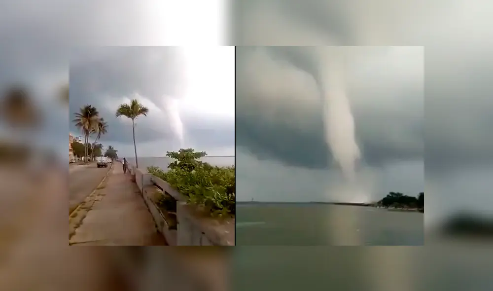 Daños de la tromba marina formada en México son evaluados por la Protección Civil local. Foto: Twitter