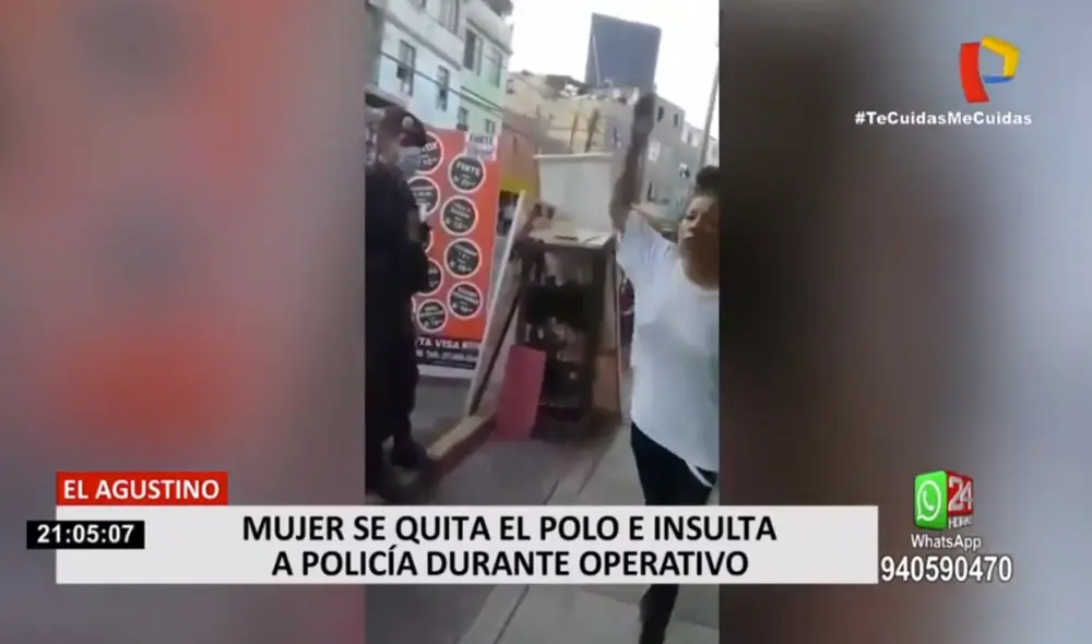 La mujer no usaba mascarilla, por lo que también vulneró las normas establecidas para enfrentar la emergencia sanitaria. (Foto: Captura de video / 24 Horas) La mujer no usaba mascarilla, por lo que también vulneró las normas establecidas para enfrentar la emergencia sanitaria. (Foto: Captura de video / 24 Horas)