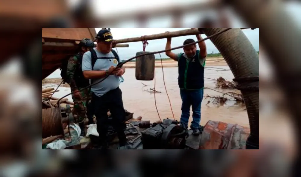 Destruyen maquinaria y elementos destinados a la minería ilegal. Créditos: PNP.