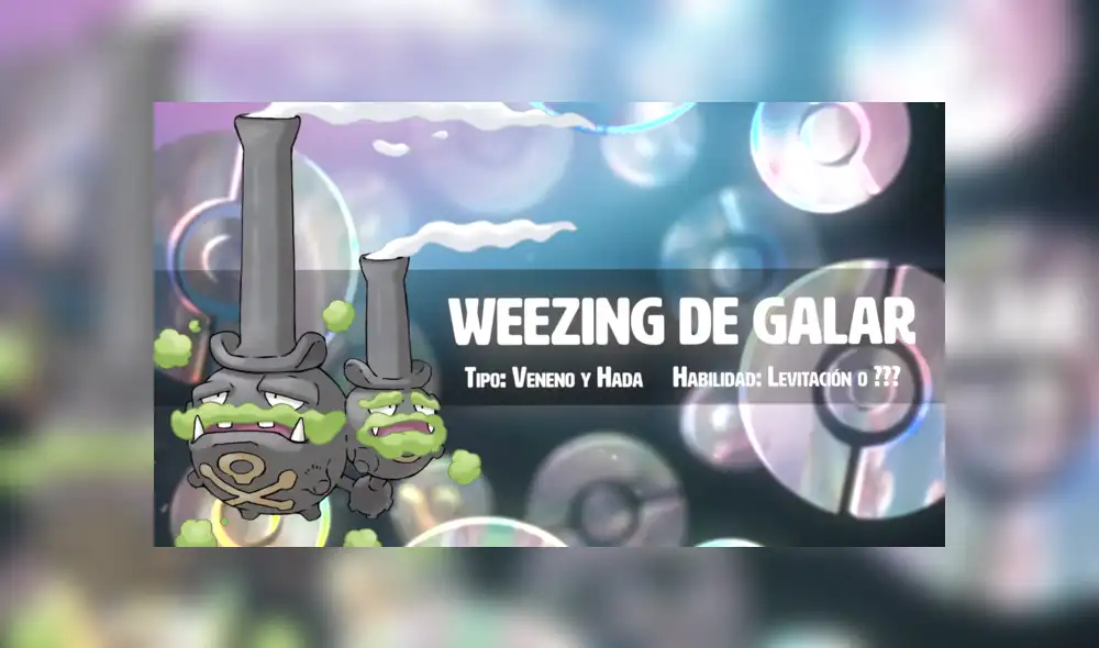 Weezing forma de galar será de tipo veneno y hada en Pokémon Shield and Sword.