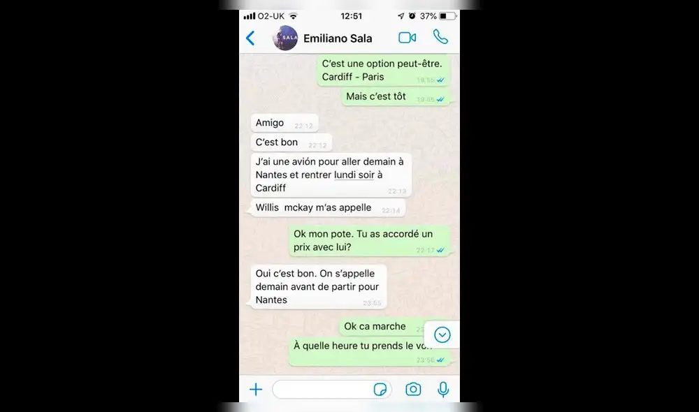 Emiliano Sala: sale a la luz un chat donde el futbolista coordina el trágico vuelo [FOTOS]