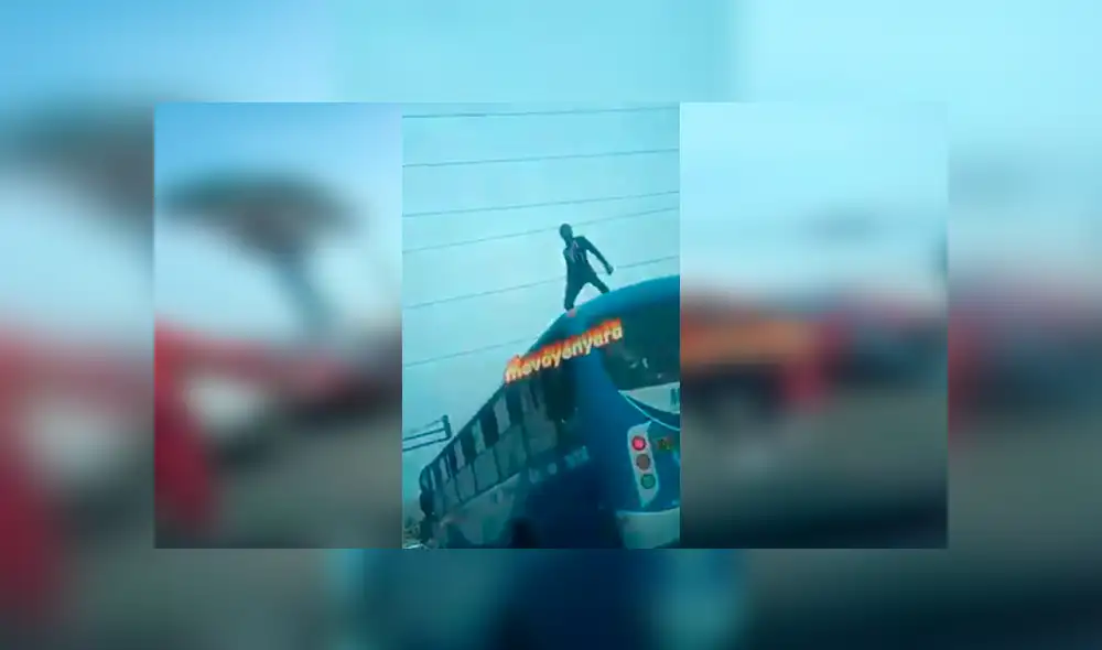 Video es viral en Facebook. El ‘Hombre Araña’ peruano fue grabado realizando una temeraria acción que sorprendió a todos los conductores, quienes no dudaron en colaborarle por su hazaña. Foto: Captura.