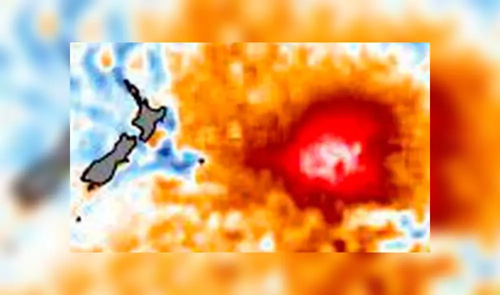 El área de agua caliente es cuatro veces más grande que Nueva Zelanda. Imagen: NZC. El área de agua caliente es cuatro veces más grande que Nueva Zelanda. Imagen: NZC.