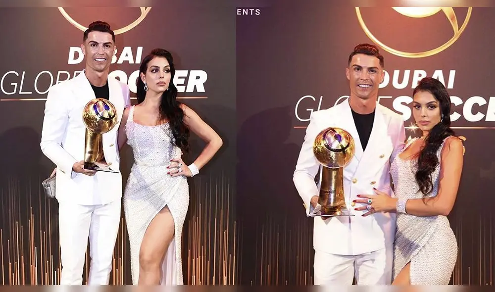 Georgina Rodríguez impacta con escotado vestido en premiación a Cristiano Ronaldo en los Globe Soccer Awards 2019