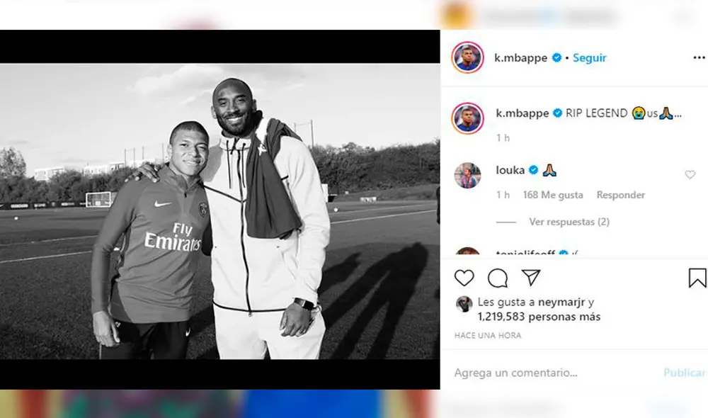 Estrellas del fútbol publican sentidos mensajes ante la muerte de Kobe Bryant. Foto: Instagram