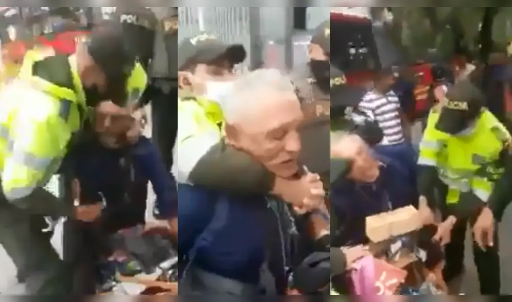 El caso de abuso de autoridad fue registrado la tarde de este miércoles 20 de mayo en una calle colombiana. (Foto: Difusión) El caso de abuso de autoridad fue registrado la tarde de este miércoles 20 de mayo en una calle colombiana. (Foto: Difusión)